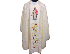 Casullas marianas bordadas | Celebración Virgen del Carmen beige