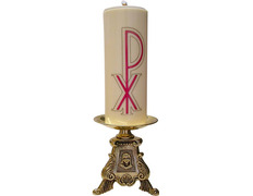 Candelabro de altar con vela de parafina 8 cm.