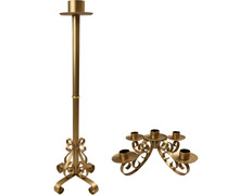 Candelabro dorado | Corona de Adviento y porta Cirio