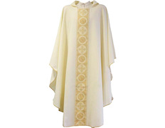 Casulla de poliéster con estolón central beige