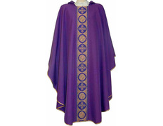 Casulla de poliéster con estolón central morado