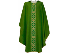 Casulla de poliéster con estolón central verde