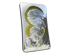 Icono de plata 13 cm. - Virgen María con Niño