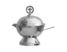 Naveta de metal plateado con forma circular