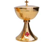 Copón con baño de oro y Cruz roja esmaltada