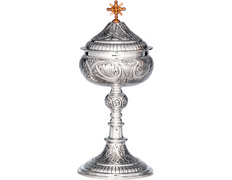 Copón de plata de ley con tapa cincelada