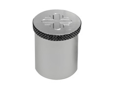 Crismera plateada de metal con Cruz grabada