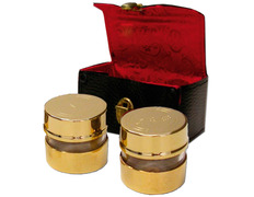 Crismeras doradas con estuche de piel