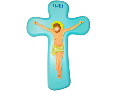 Crucifijo de pared infantil azul