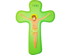 Crucifijo de pared infantil verde