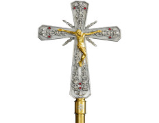 Cruz parroquial plateada fabricada en fundición