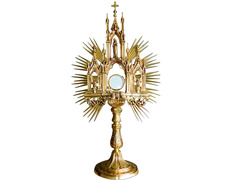 Custodia gótica con potencias de bronce