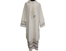 Dalmática de poliéster en los 4 colores litúrgicos beige