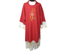 Dalmática de poliéster en los 4 colores litúrgicos rojo