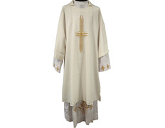 Dalmática en los cuatro colores litúrgicos con Cruz beige