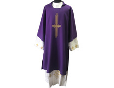 Dalmática en los cuatro colores litúrgicos con Cruz morado