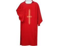 Dalmática en los cuatro colores litúrgicos con Cruz rojo
