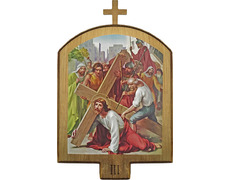Vía Crucis de madera | 15 estaciones dorado