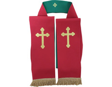 Estola reversible con Cruz bordada rojo / verde