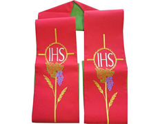 Estolón litúrgica bordado JHS | Reversible rojo / verde