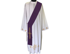 Estola para diácono | Bordado Cruz dorada morado