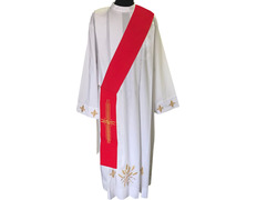 Estola para diácono | Bordado Cruz dorada rojo