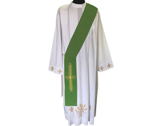 Estola para diácono | Bordado Cruz dorada verde