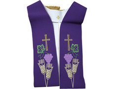 Estolón reversible con Cruz de Jerusalén blanco / morado