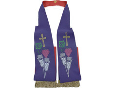 Estolón reversible con Cruz de Jerusalén rojo / morado