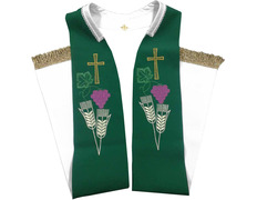 Estolón reversible con Cruz de Jerusalén verde / blanco