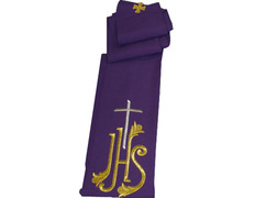 Estola con IHS y Cruz bordada morado