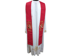 Estola sacerdotal con bordado franciscano rojo