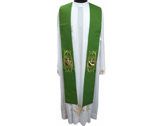 Estola sacerdotal con bordado franciscano verde