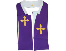 Estola reversible con Cruz bordada blanco / morado