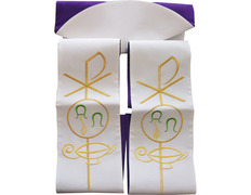 Añadir a la cesta Estola sacerdotal reversible con bordados blanco / morado Estola sacerdotal reversible con bordados blanco / morado
