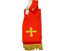 Estola con Cruces y fleco dorado rojo