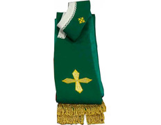 Estola con Cruces y fleco dorado verde