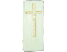 Estolón con Cruz dorada bordada blanco