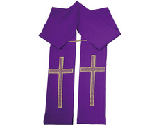 Estolón con Cruz dorada bordada morado