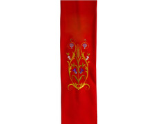 Estolón con diversos motivos litúrgicos bordados rojo