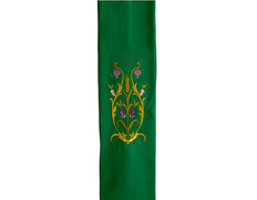 Estolón con diversos motivos litúrgicos bordados verde