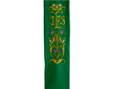 Estolón de terlenka con bordado doble especial de IHS verde