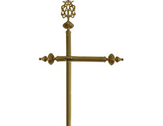 Guión porta estandartes decorado con insignia mariana