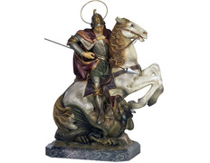 San Jorge a caballo lucha con el dragón