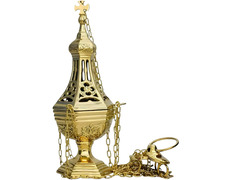 Incensario de metal de estilo gótico dorado