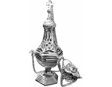 Incensario de metal de estilo gótico niquelado