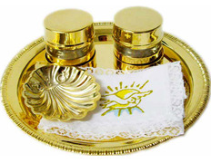 Juego de Bautismo con bandeja, crismeras y concha