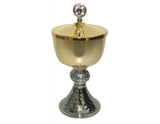 Minicopón de metal bicolor con baño de oro azul