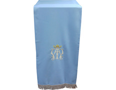 Paño de atril celeste con insignia mariana