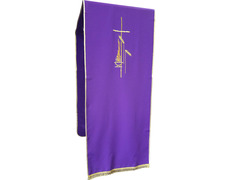 Paño de atril de poliéster con fleco de oro morado